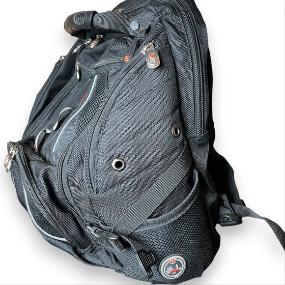 Wenger SwissGear Laptop‎ Backpack Black Travel School Bag Padded Computer NiSC - Picture 2 of 13